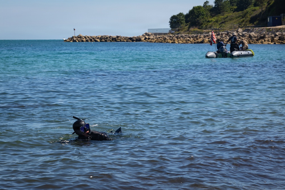 Members of the Japan Maritime Self-Defense Force and Georgian Coast Guard conduct dive training during Seabreeze26