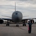 U.S. Air Force Maj. Kyle Haydel celebrates his final flight