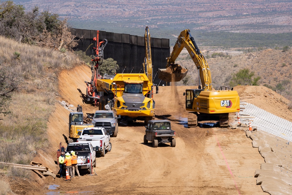 All-Weather Roads and Panel Installation of New Smart Border Wall System east of Nogales, Ariz.