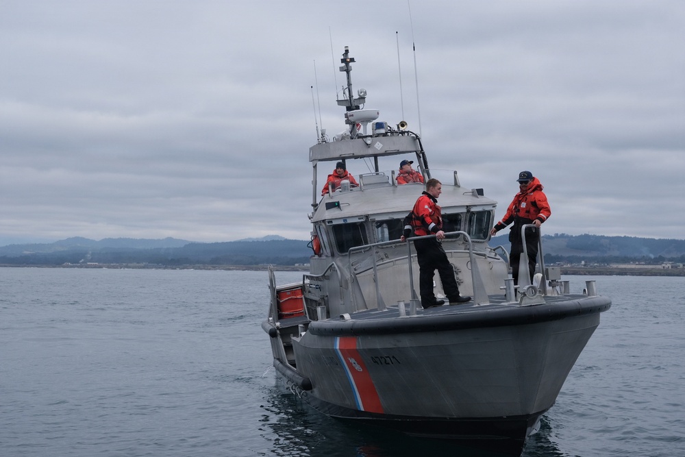 U.S. Coast Guard 47 foot motor life boat outside of Fort Bragg California