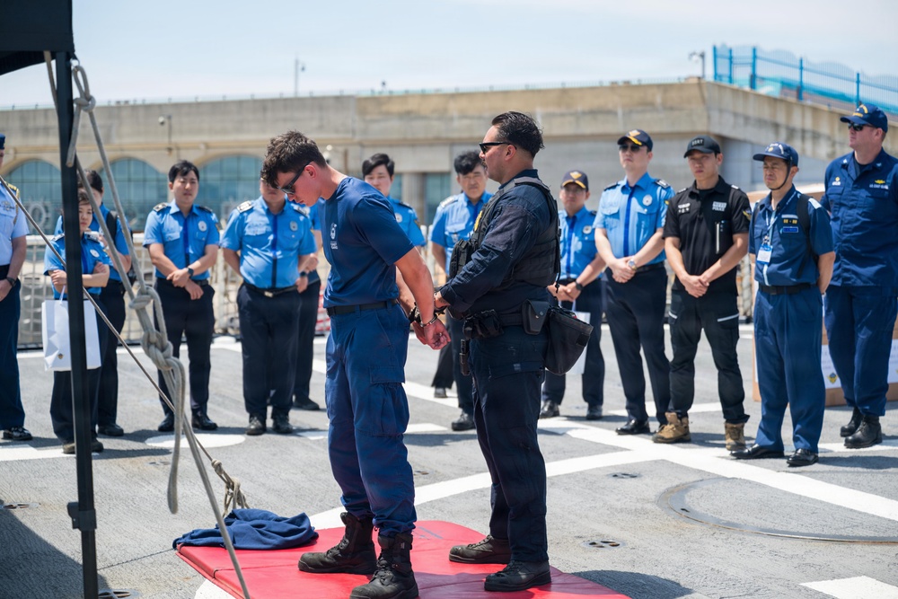 USCGC Midgett (WMSL 757) participates in law enforcement demonstrations and provides tours for Korea Coast Guard on Jeju Island, South Korea