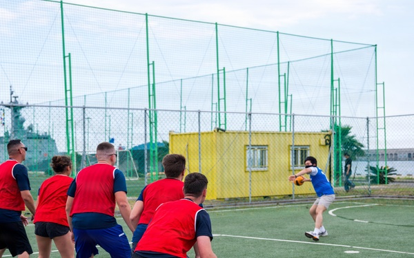 USCGC Midgett (WMSL 757) participates in a sports event with Korea Coast Guard on Jeju Island, South Korea