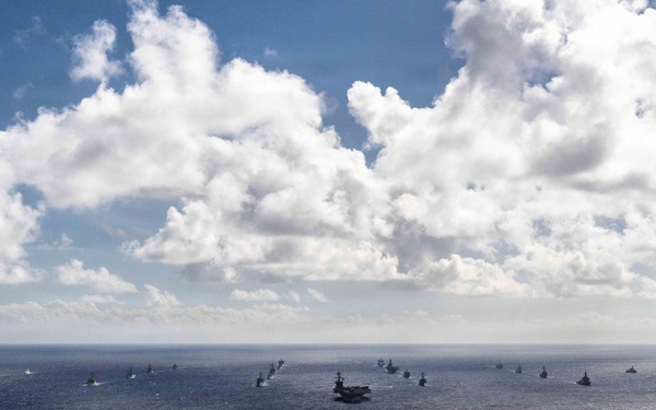USS Theodore Roosevelt leads group sail during RIMPAC 2026