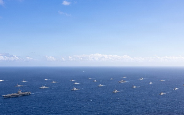 USS Theodore Roosevelt leads group sail during RIMPAC 2026