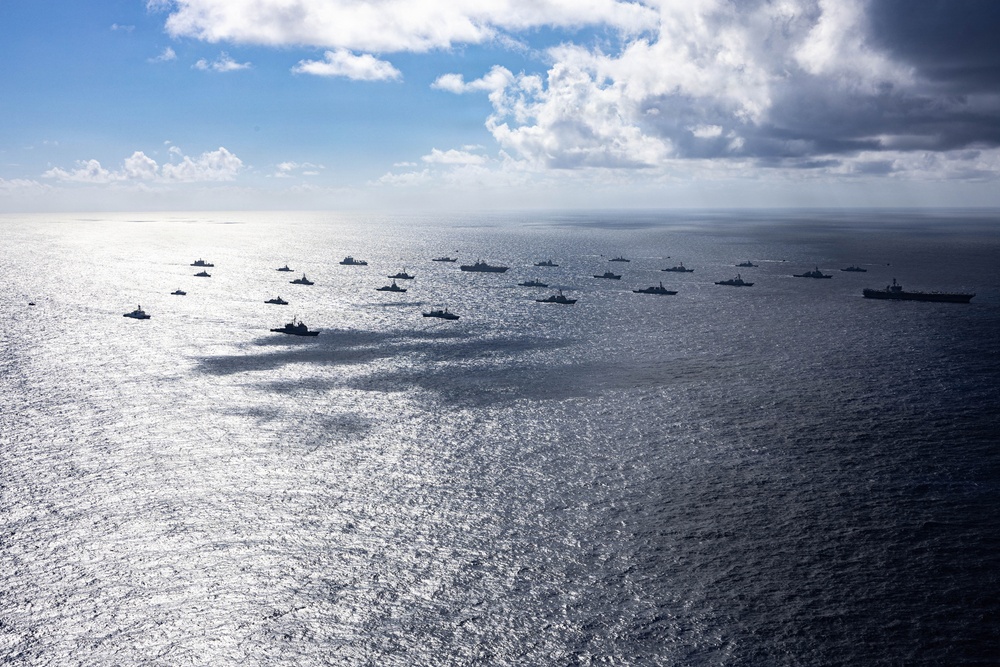 USS Theodore Roosevelt leads group sail during RIMPAC 2026