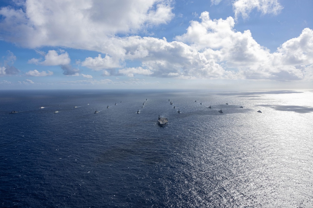 USS Theodore Roosevelt leads group sail during RIMPAC 2026