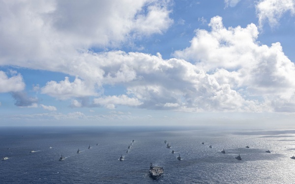 USS Theodore Roosevelt leads group sail during RIMPAC 2026