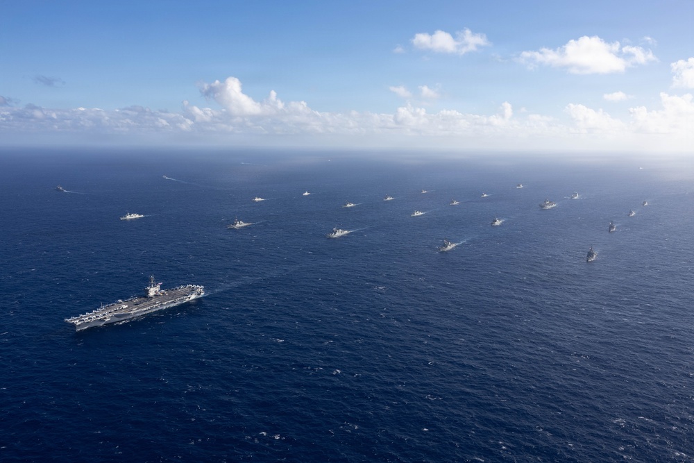 USS Theodore Roosevelt leads group sail during RIMPAC 2026