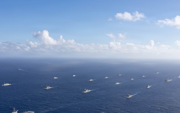 USS Theodore Roosevelt leads group sail during RIMPAC 2026