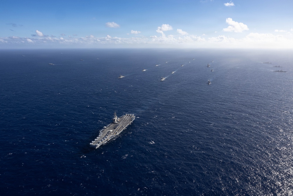 USS Theodore Roosevelt leads group sail during RIMPAC 2026