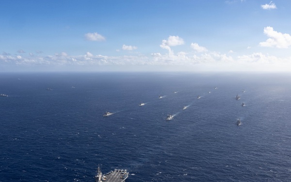 USS Theodore Roosevelt leads group sail during RIMPAC 2026