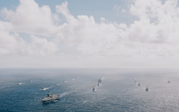 USS Theodore Roosevelt leads group sail during RIMPAC 2026