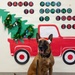 Military Working Dogs from Tinker Air Force Base and two Transportation Security Administration dress as "Santa Paws"