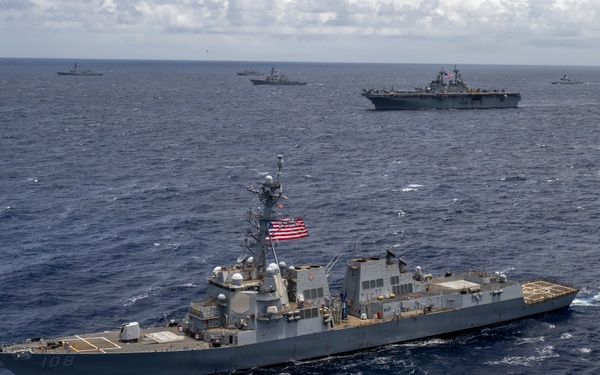 USS Theodore Roosevelt leads group sail during RIMPAC 2026