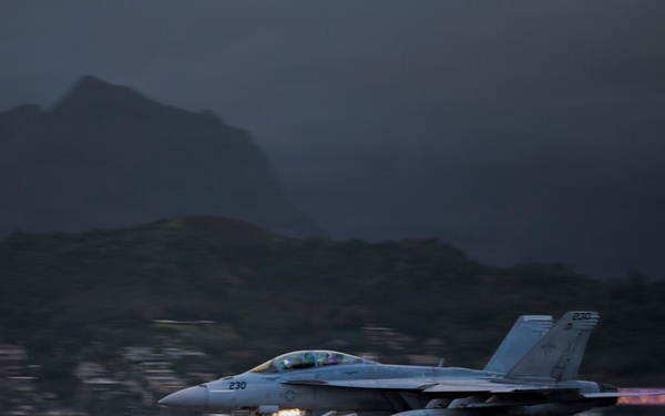 U.S. Navy launches F/A-18F Super Hornets for sinking exercise during RIMPAC 2026