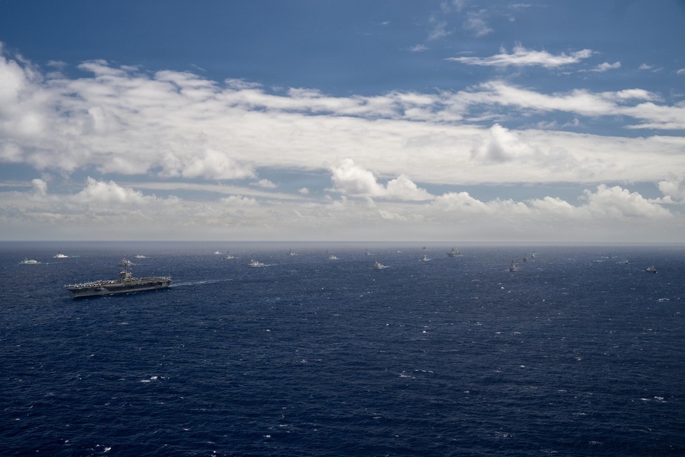 USS Theodore Roosevelt leads group sail during RIMPAC 2026