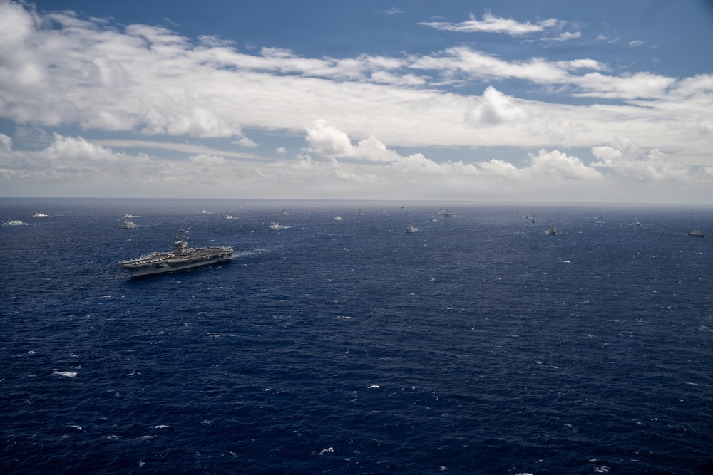 USS Theodore Roosevelt leads group sail during RIMPAC 2026