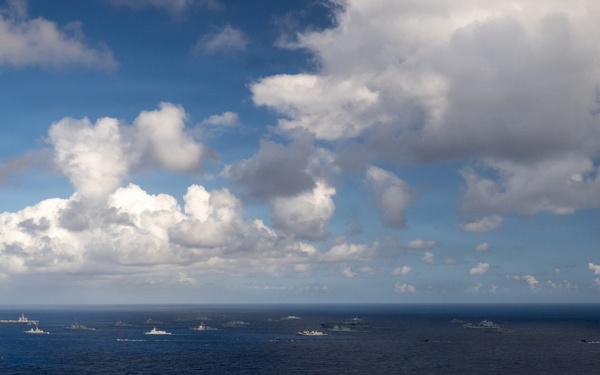 USS Theodore Roosevelt leads group sail during RIMPAC 2026
