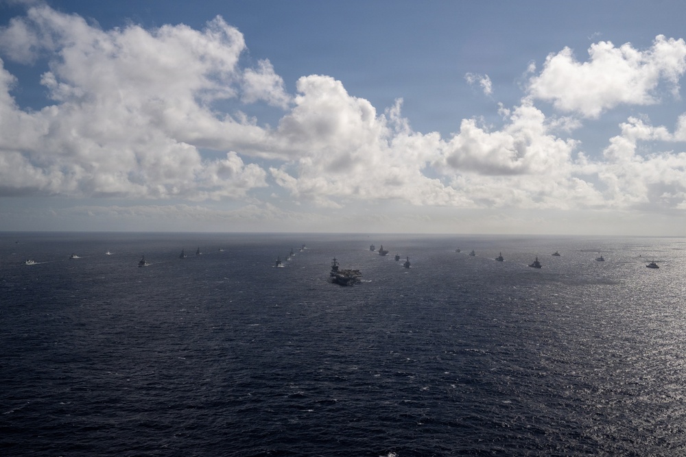 USS Theodore Roosevelt leads group sail during RIMPAC 2026