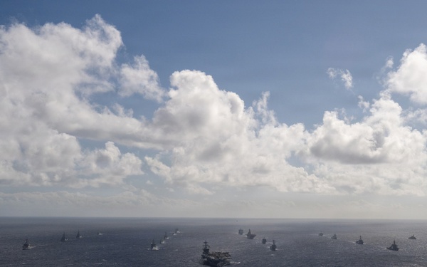 USS Theodore Roosevelt leads group sail during RIMPAC 2026
