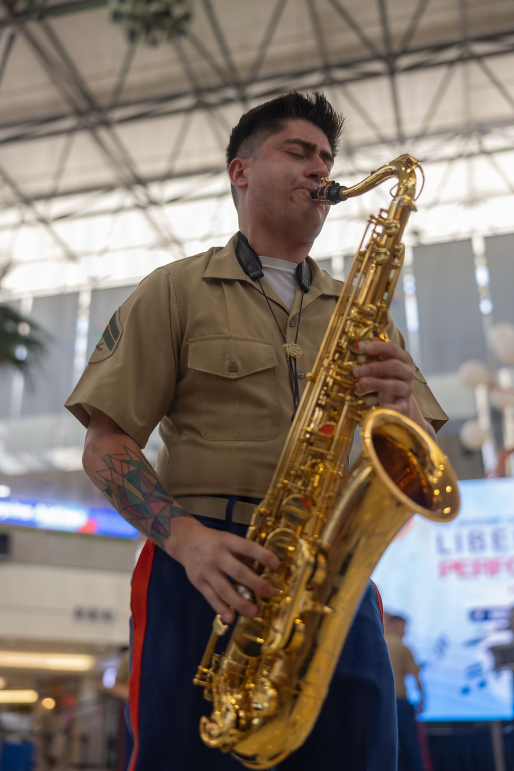 MARFORPAC Marines perform for the 82nd Liberation Day anniversary