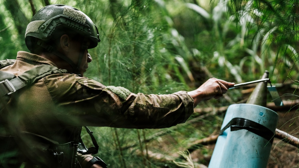 Royal New Zealand Navy EOD technicians participate in dismounted response drill