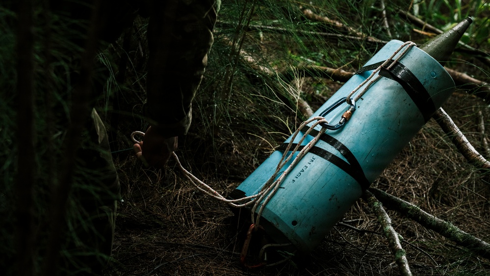 Royal New Zealand Navy EOD technicians participate in dismounted response drill