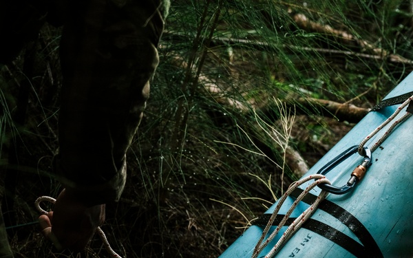 Royal New Zealand Navy EOD technicians participate in dismounted response drill