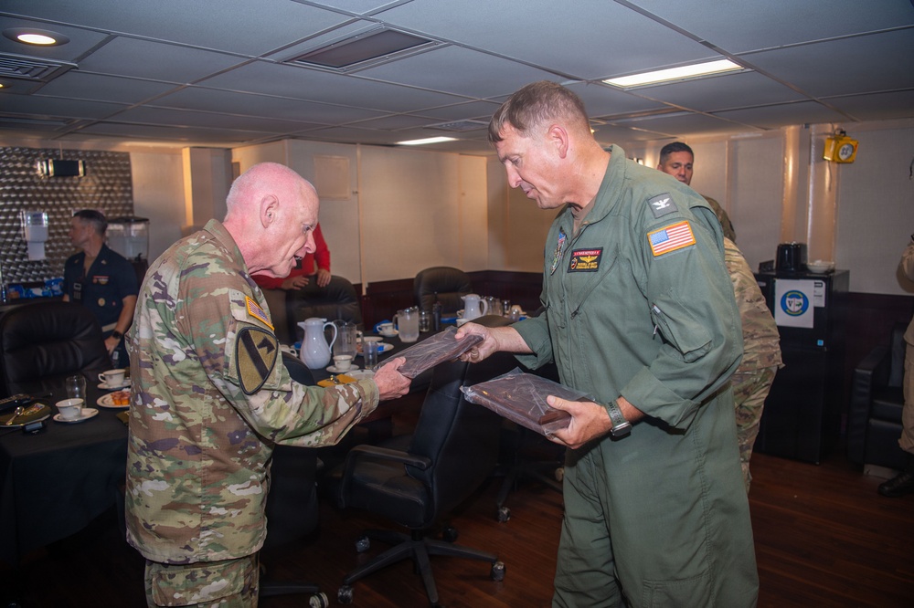 Major General Darrin Cox tour USS Essex during RIMPAC 2026