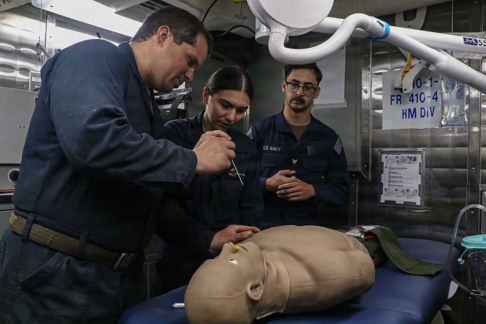 Frank E. Petersen Jr. Sailors Conduct a Medical Training