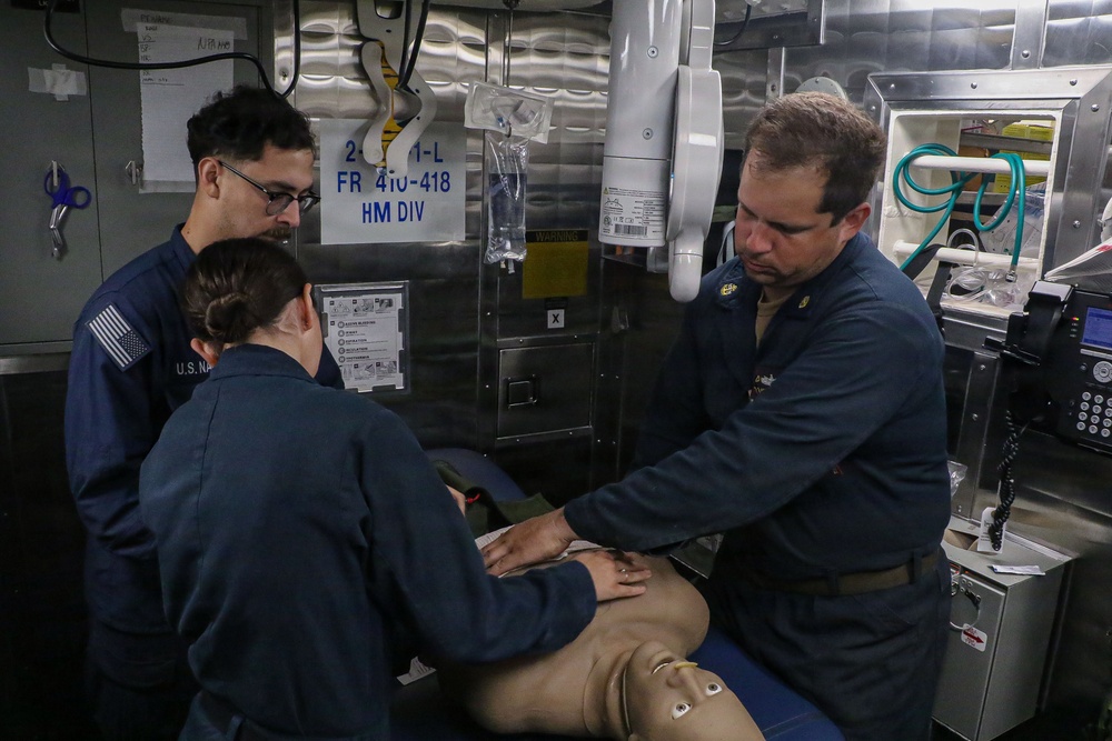 Frank E. Petersen Jr. Sailors Conduct a Medical Training