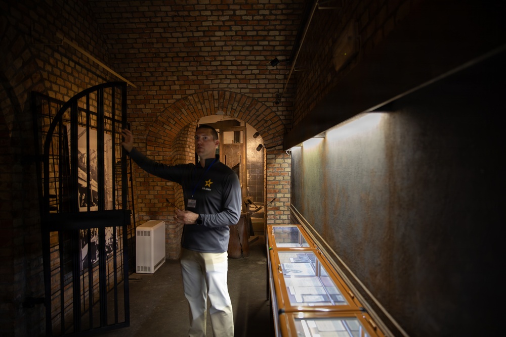 U.S. Soldiers conduct a historical tour of Fort VII in Poznan, Poland