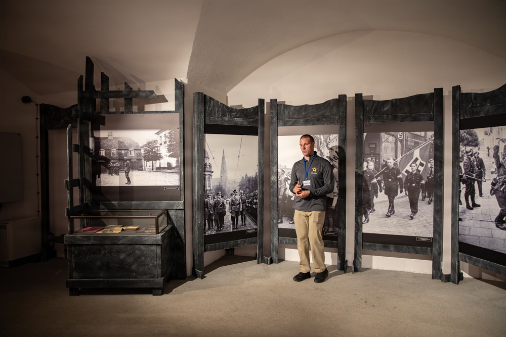 U.S. Soldiers conduct a historical tour of Fort VII in Poznan, Poland