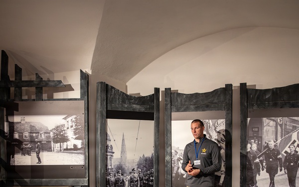 U.S. Soldiers conduct a historical tour of Fort VII in Poznan, Poland