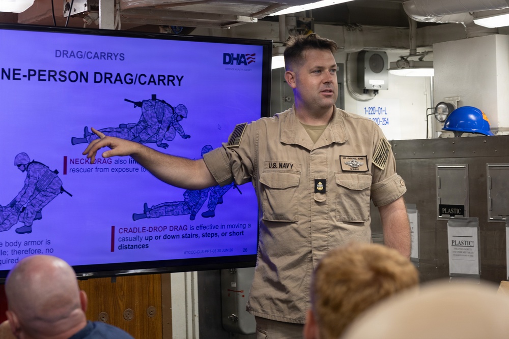 USS John Paul Jones (DDG 53) conducts Tactical Combat Casualty Care (TCCC) training while deployed