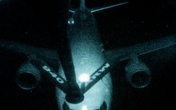 KC-135 refuels a P-8 Poseidon during operations CENTCOM AOR