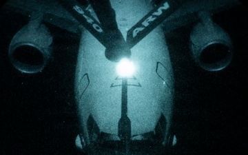 KC-135 refuels a P-8 Poseidon during operations CENTCOM AOR