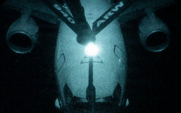 KC-135 refuels a P-8 Poseidon during operations CENTCOM AOR