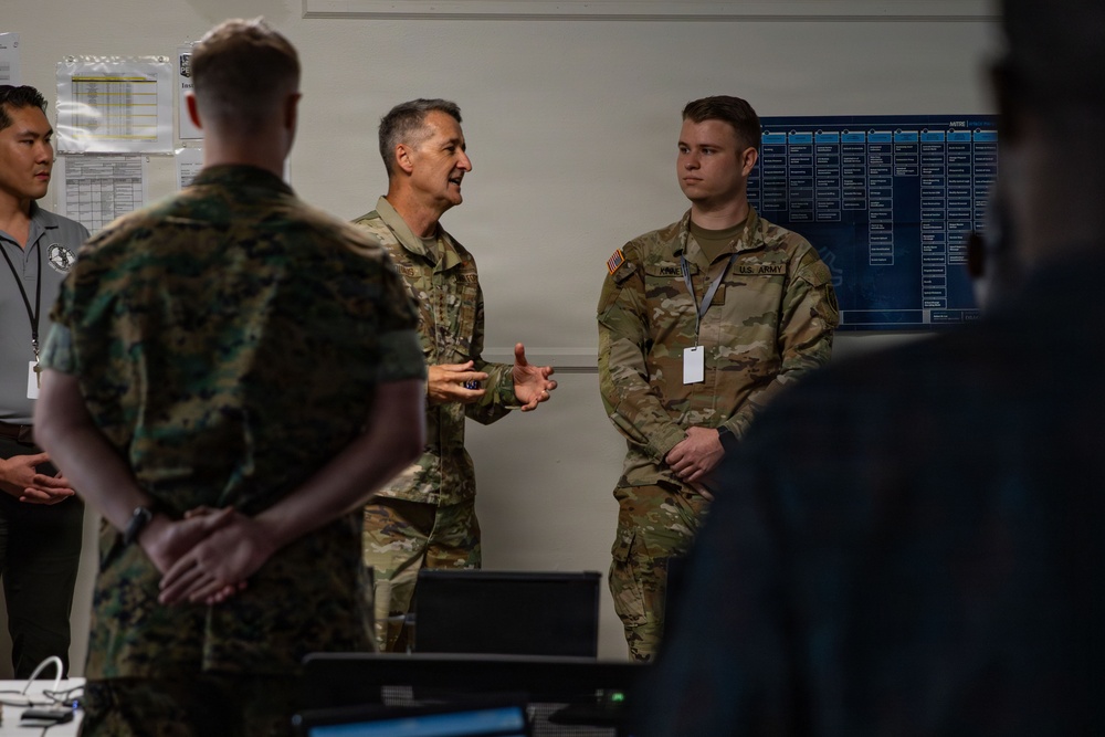CNGB, Arkansas TAG and Guatemalan Minister of Defense observe Cyber Shield training.