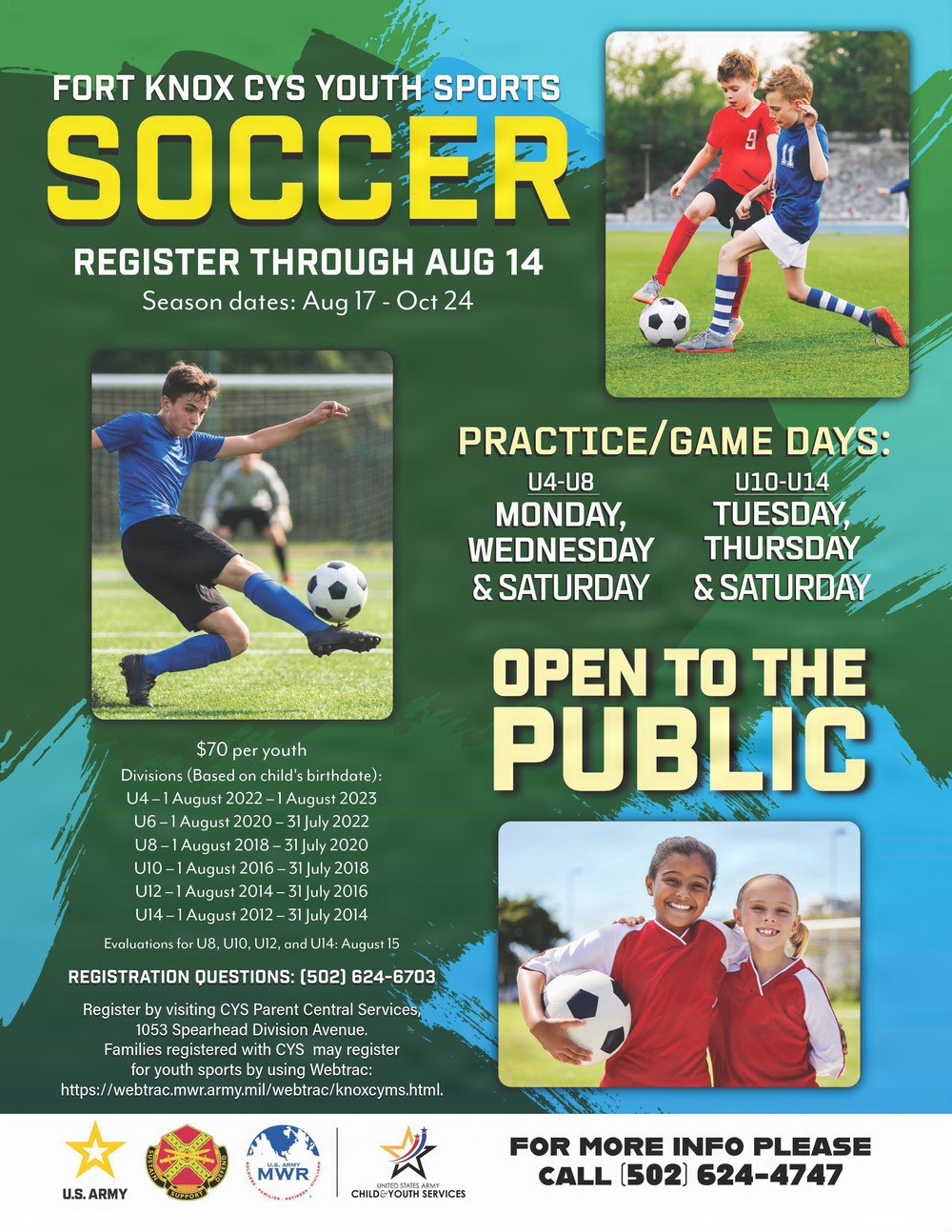 Fort Knox Child &amp; Youth Services sports fall season fast approaching | registration open now