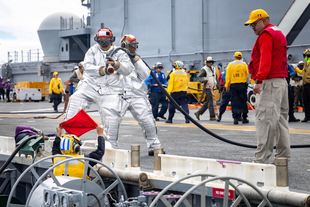 RIMPAC 2026: USS Essex (LHD 2) conducts joint firefighting drill
