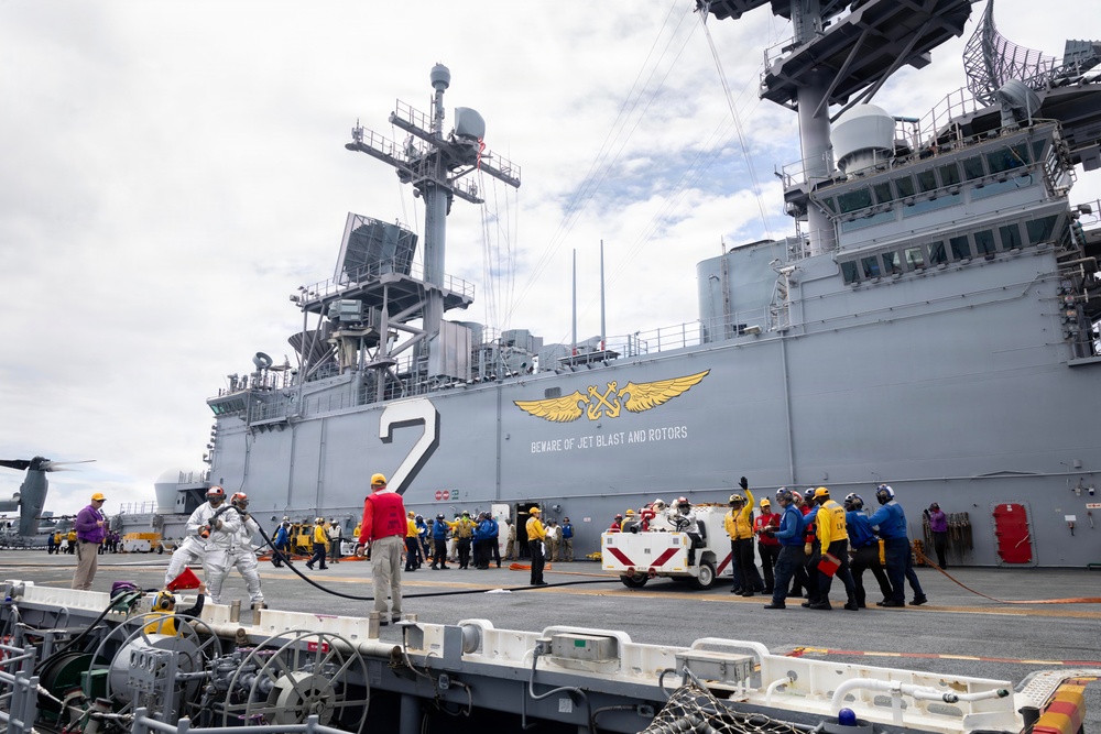RIMPAC 2026: USS Essex (LHD 2) conducts joint firefighting drill