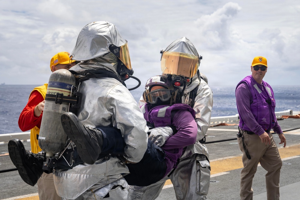 RIMPAC 2026: USS Essex (LHD 2) conducts joint firefighting drill