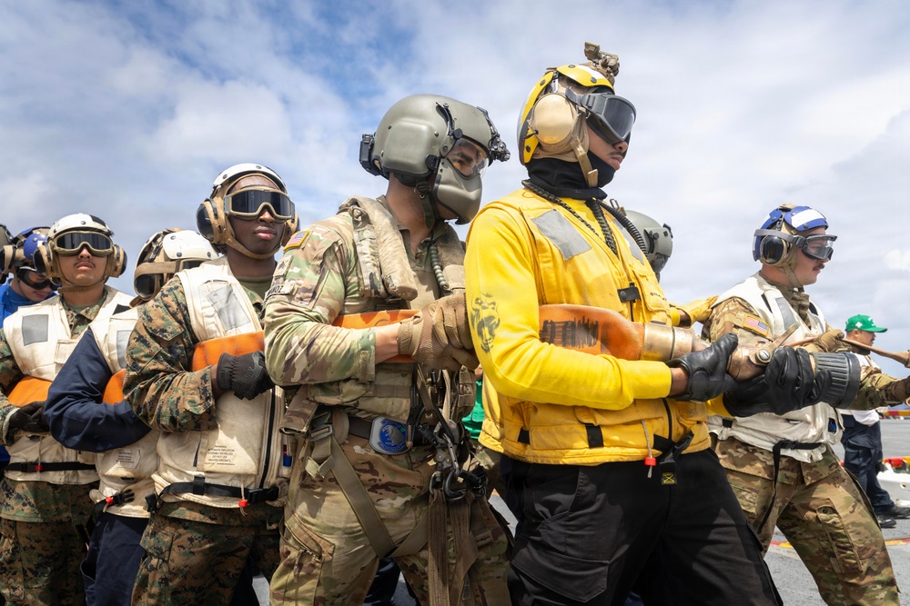 RIMPAC 2026: USS Essex (LHD 2) conducts joint firefighting drill