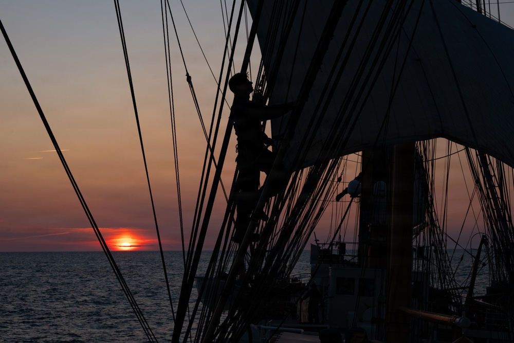 USCGC Eagle at sunset