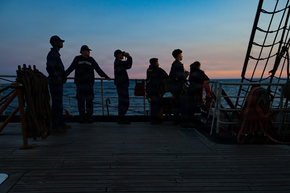 USCGC Eagle at sunset