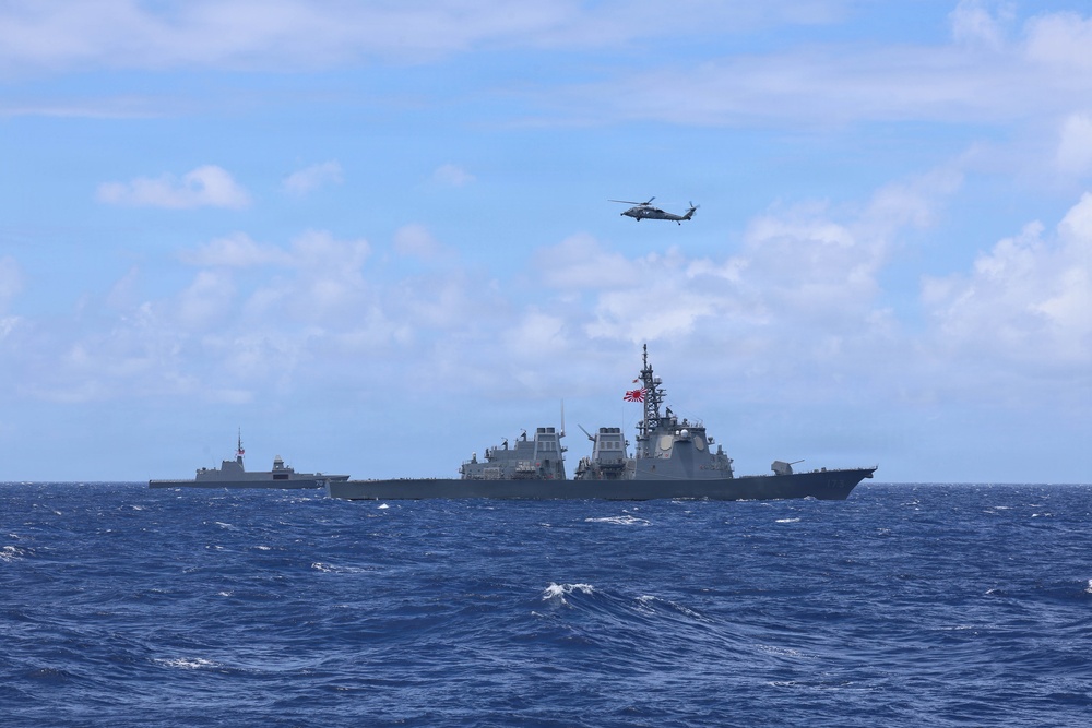 Partner nations participate in group sail lead by the USS Theodore Roosevelt during RIMPAC 26