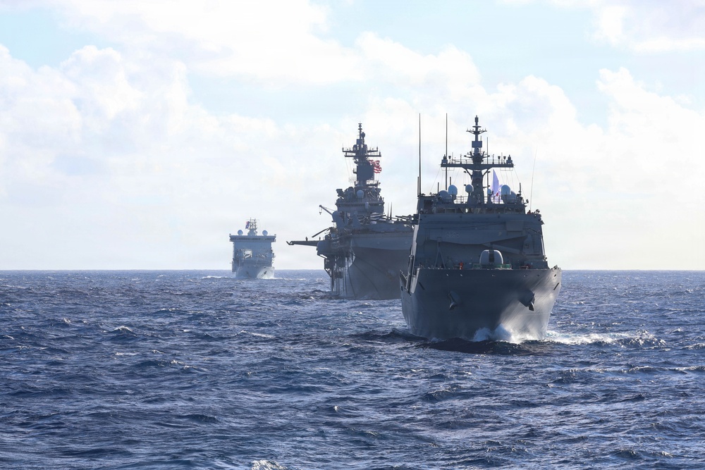 Partner nations participate in group sail lead by the USS Theodore Roosevelt during RIMPAC 26
