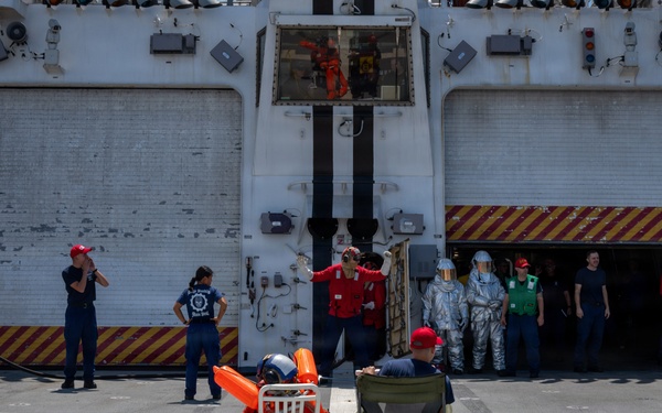 U.S. Coast Guard Cutter Kimball (WMSL 756) conducts helicopter crash training during RIMPAC 2026