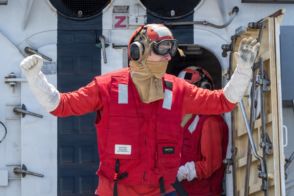 U.S. Coast Guard Cutter Kimball (WMSL 756) conducts helicopter crash training during RIMPAC 2026